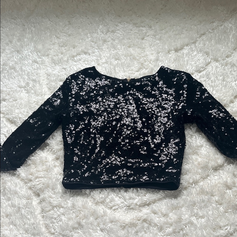AKIRA Black Sequin Long Sleeve Top